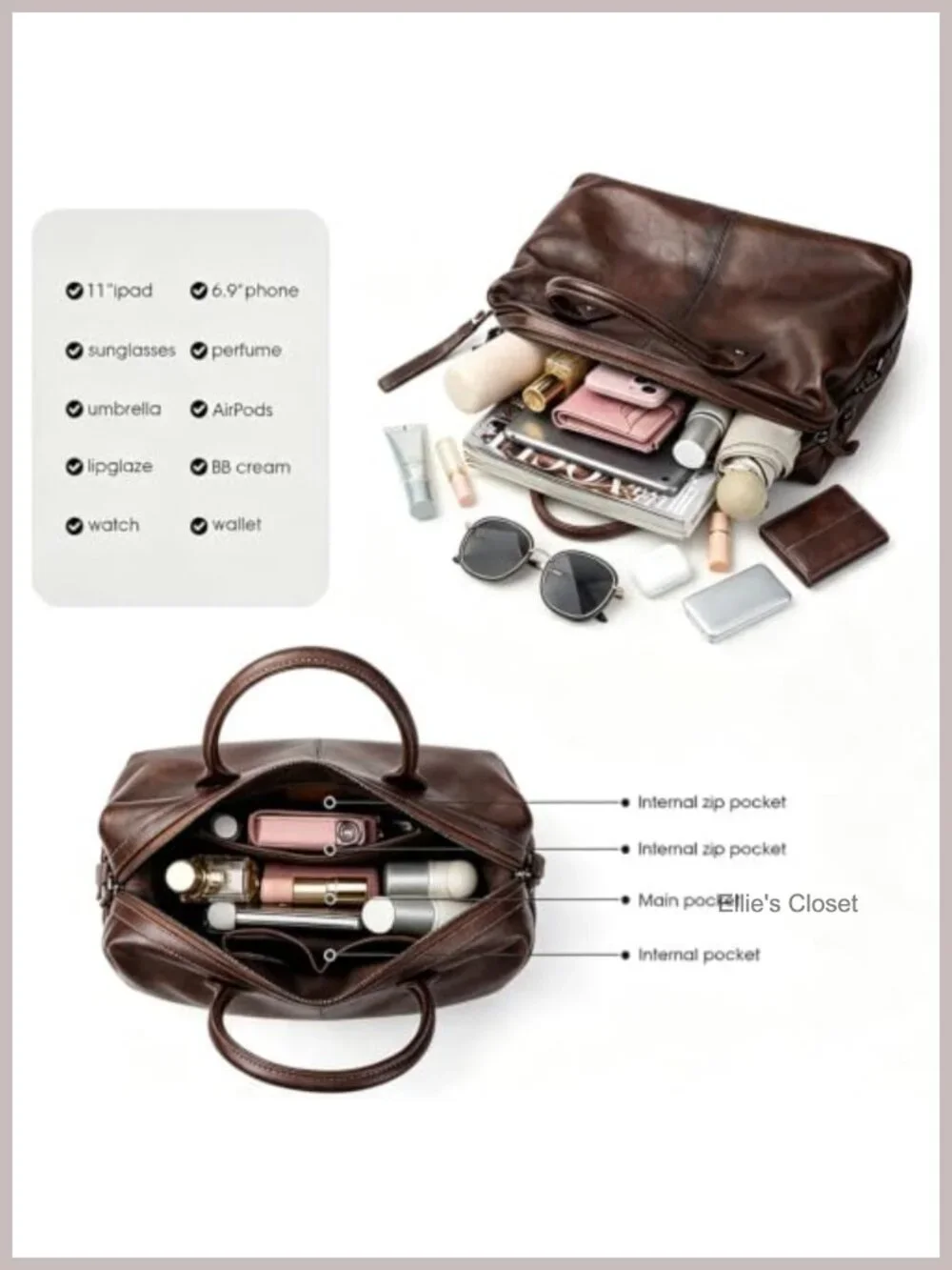 Genuine Leather Satchel Tote Bag Top Handle Designer Shoulder Bag